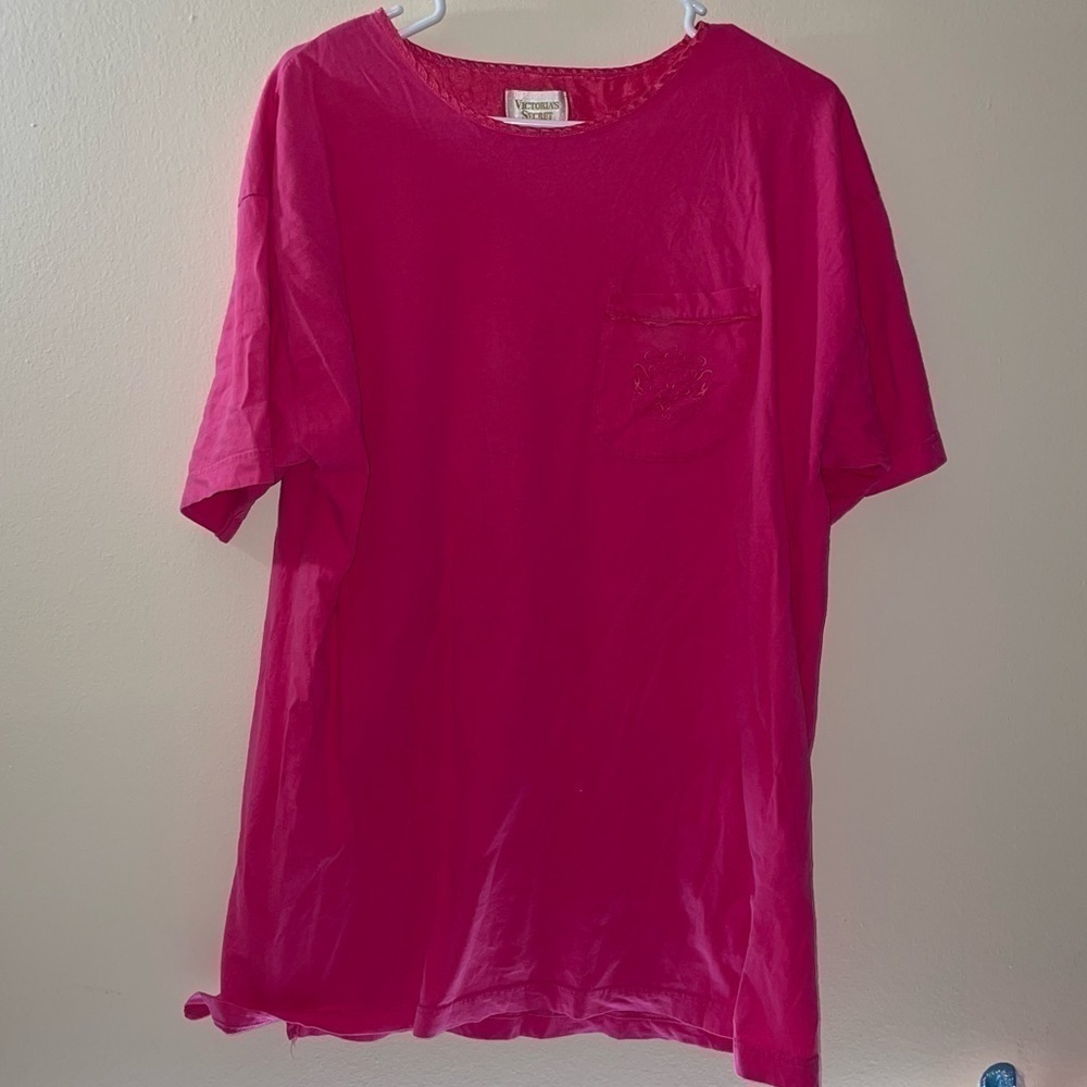 Victoria Secret Gold Label Sleep Shirt Dress Embroidered Chest Pocket